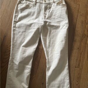 Cream Straight-Leg Jeans
